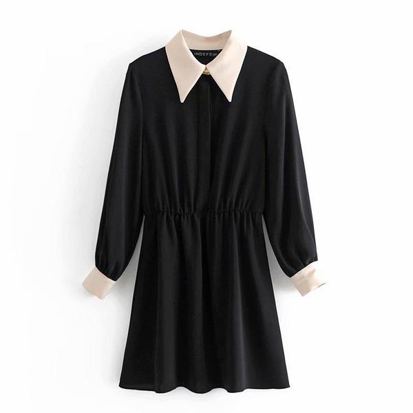 casual dresses summer women french retro temperament all-match waist lapel stitching long-sleeved female dress, Black;gray
casual dresses summer women french retro temperament all-match waist lapel stitching long-sleeved female dress, Black;gray