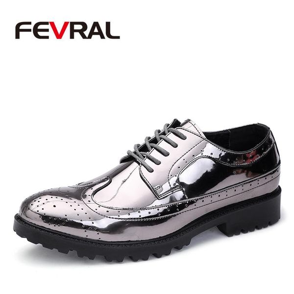 dress shoes fevral men formal wedding patent leather retro brogue business office men's flats oxfords, Black
dress shoes fevral men formal wedding patent leather retro brogue business office men's flats oxfords, Black