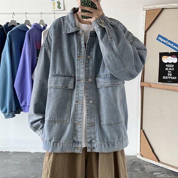 men's jackets novo tamanho grande solto denim jaqueta masculina casaco de alta rua estilo coreano casal casual bolso ins maré s qa, Black;brown
men's jackets novo tamanho grande solto denim jaqueta masculina casaco de alta rua estilo coreano casal casual bolso ins maré s qa, Black;brown