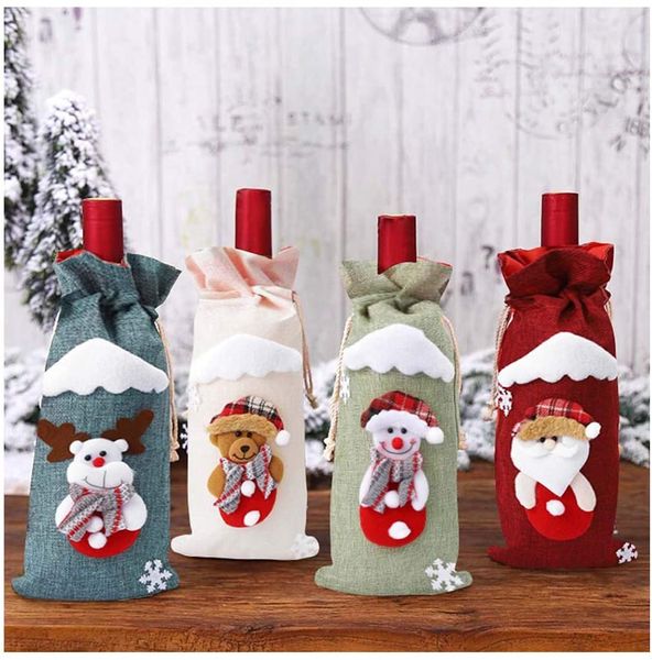 christmas cover santa snowman reindeer wine bottle covers linen bottles bags with drawstring for holiday home
christmas cover santa snowman reindeer wine bottle covers linen bottles bags with drawstring for holiday home