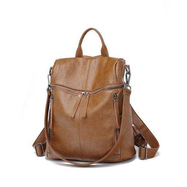 outdoor bags women soft leather zip large capacity backpack anti-theft waterproof rucksack college style travel bag
outdoor bags women soft leather zip large capacity backpack anti-theft waterproof rucksack college style travel bag