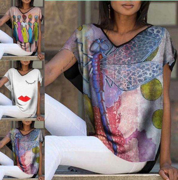 t-shirt women's pullover casual loose color matching printing v-neck short sleeve dawt, White
t-shirt women's pullover casual loose color matching printing v-neck short sleeve dawt, White