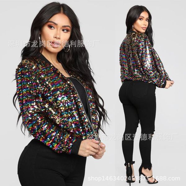 women's jackets coat women short sweatershirt autumn winter fashion sequins office casual loose zipper blusas female outwear mujer de m, Black;brown
women's jackets coat women short sweatershirt autumn winter fashion sequins office casual loose zipper blusas female outwear mujer de m, Black;brown