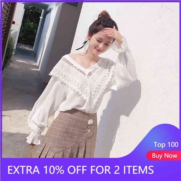 mishow chiffon spring summer female fashion lantern sleeve lace patchwork shirts v neck long women blouses mx18a4724 210730, White
mishow chiffon spring summer female fashion lantern sleeve lace patchwork shirts v neck long women blouses mx18a4724 210730, White