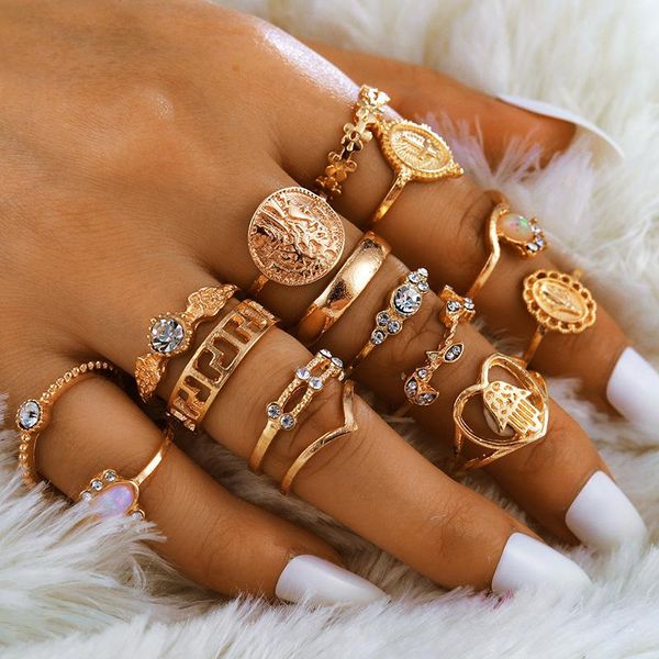 wedding rings fashion geometric gold bohemian retro beauty head coin cross pattern diamond love 15 piece set ring knit jewelry anillos, Slivery;golden
wedding rings fashion geometric gold bohemian retro beauty head coin cross pattern diamond love 15 piece set ring knit jewelry anillos, Slivery;golden