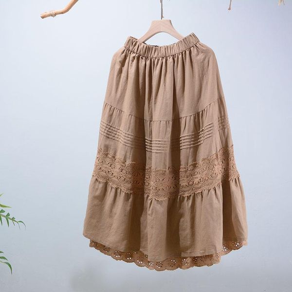 solid hollow out lace stitching skirts women double layered elastic waist, Black
solid hollow out lace stitching skirts women double layered elastic waist, Black