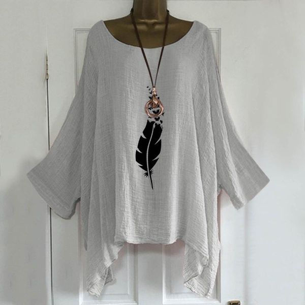 women's blouses & shirts womens long blouse cotton and linen loose feather print casual vintage o-neck autumn pullover camisas de muje, White
women's blouses & shirts womens long blouse cotton and linen loose feather print casual vintage o-neck autumn pullover camisas de muje, White