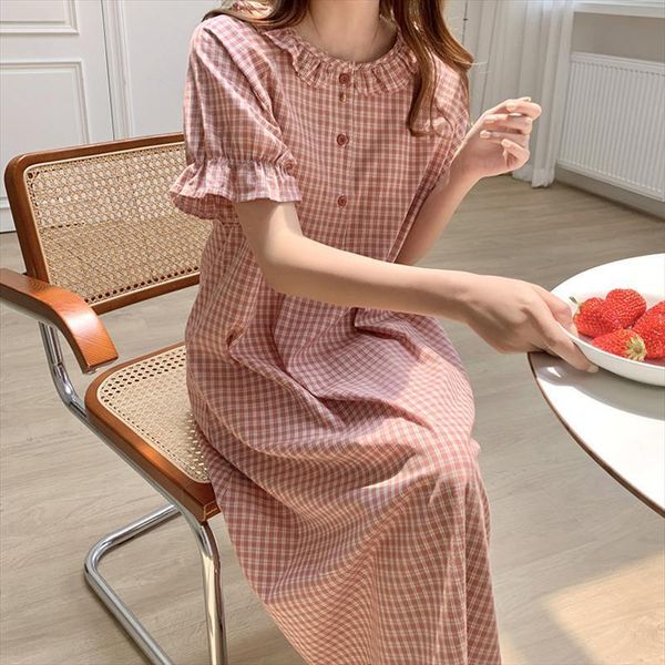 plaid print red summer womens sleepwears o neck short sleeve cotton nightgown casual kawaii vintage homewear nightwear, Black;red
plaid print red summer womens sleepwears o neck short sleeve cotton nightgown casual kawaii vintage homewear nightwear, Black;red
