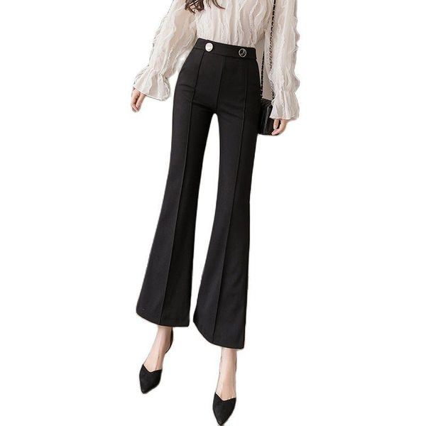 fashion women's suit pants 2021 stretch high waist casual nine-point flared & capris, Black;white
fashion women's suit pants 2021 stretch high waist casual nine-point flared & capris, Black;white