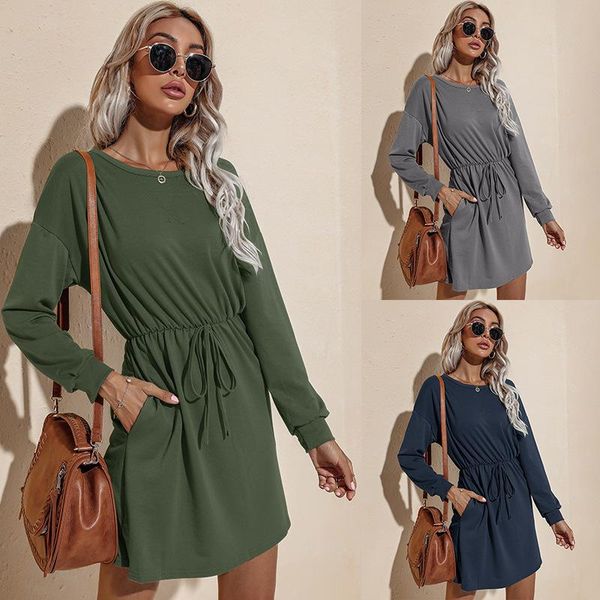 casual dresses ml original 2021 autumn long-sleeved short skirt round neck solid color fashion ladies dress, Black;gray
casual dresses ml original 2021 autumn long-sleeved short skirt round neck solid color fashion ladies dress, Black;gray