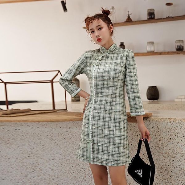 ethnic clothing improved cheongsam chinese wind 2021 women's little young girl temperament tartan dress, Red
ethnic clothing improved cheongsam chinese wind 2021 women's little young girl temperament tartan dress, Red