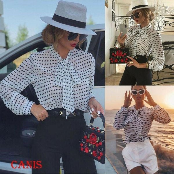 women's blouses & shirts bow neck polka dot shirt ladies casual long sleeve blouse loose tee, White
women's blouses & shirts bow neck polka dot shirt ladies casual long sleeve blouse loose tee, White