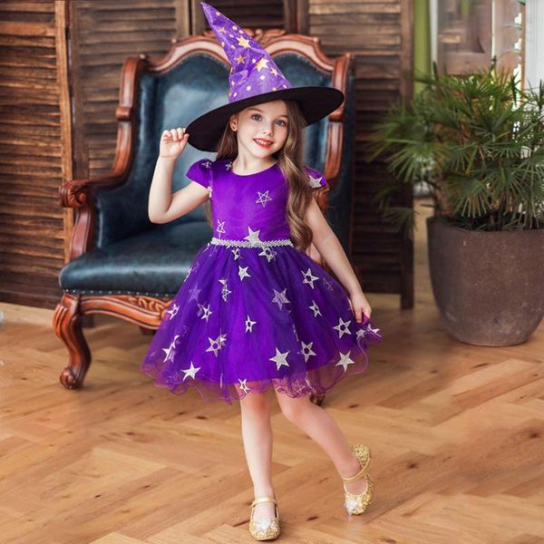 girl's dresses kids girls dress witch hat set perform gown halloween dance party costume princess children cosplay clothes, Red;yellow
girl's dresses kids girls dress witch hat set perform gown halloween dance party costume princess children cosplay clothes, Red;yellow