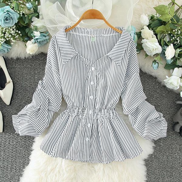 women's blouses & shirts jmprs pure cotton women shirt striped fashion single breasted long sleeve spring loose korean casual black su, White
women's blouses & shirts jmprs pure cotton women shirt striped fashion single breasted long sleeve spring loose korean casual black su, White