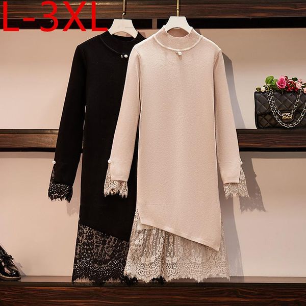 plus size dresses autumn winter women knitted dress ladies long sleeves lace patchwork knitting female casual loose, Black
plus size dresses autumn winter women knitted dress ladies long sleeves lace patchwork knitting female casual loose, Black