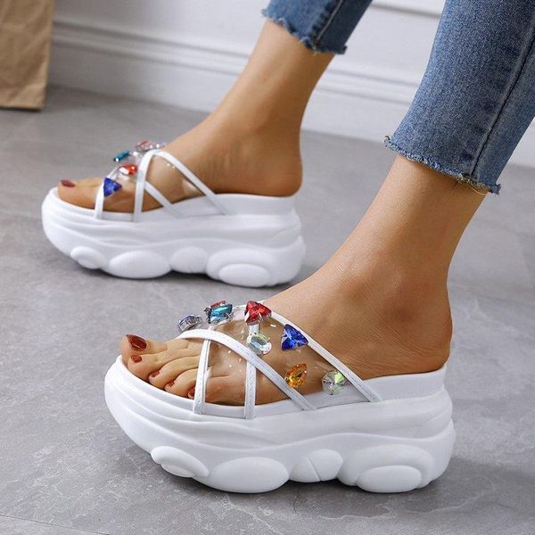 slippers high heel sandals women's summer shoes ladies thick-soled color crystal waterproof wedge beach zapatos de mujer, Black
slippers high heel sandals women's summer shoes ladies thick-soled color crystal waterproof wedge beach zapatos de mujer, Black