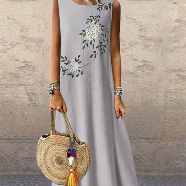 sundress women summer printing midi plus size casual linen loose sleeveless printed long dress, Black;gray
sundress women summer printing midi plus size casual linen loose sleeveless printed long dress, Black;gray