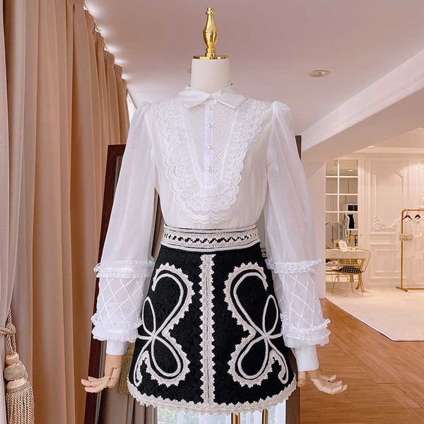 summer long sleeve shirt women retro lantern lace lapel fashion wild elegant blusas 210527, White
summer long sleeve shirt women retro lantern lace lapel fashion wild elegant blusas 210527, White