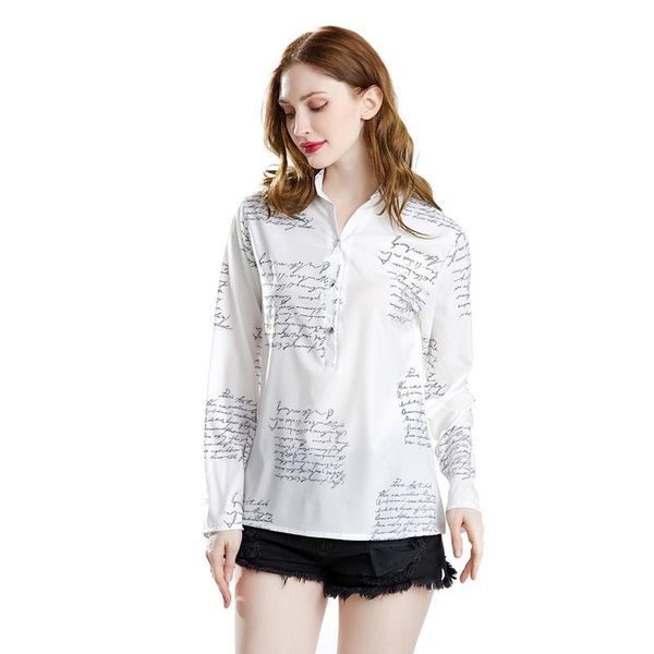 women's blouses & shirts women fashion long sleeve v-neck shirt female spring summer casual letter printing femininas blusas, White
women's blouses & shirts women fashion long sleeve v-neck shirt female spring summer casual letter printing femininas blusas, White