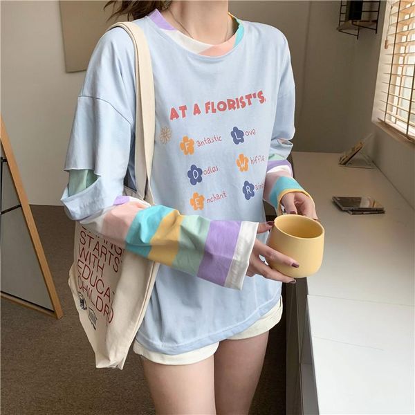 women's t-shirt zogaa korean kawaii women t shirt loose casual long sleeve rainbow patchwork autumn students simple letter t-shirts, White
women's t-shirt zogaa korean kawaii women t shirt loose casual long sleeve rainbow patchwork autumn students simple letter t-shirts, White