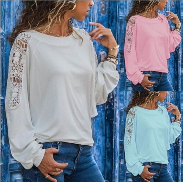 women's t-shirt 2021 summer style autumn large size loose lace solid color long-sleeved, White
women's t-shirt 2021 summer style autumn large size loose lace solid color long-sleeved, White