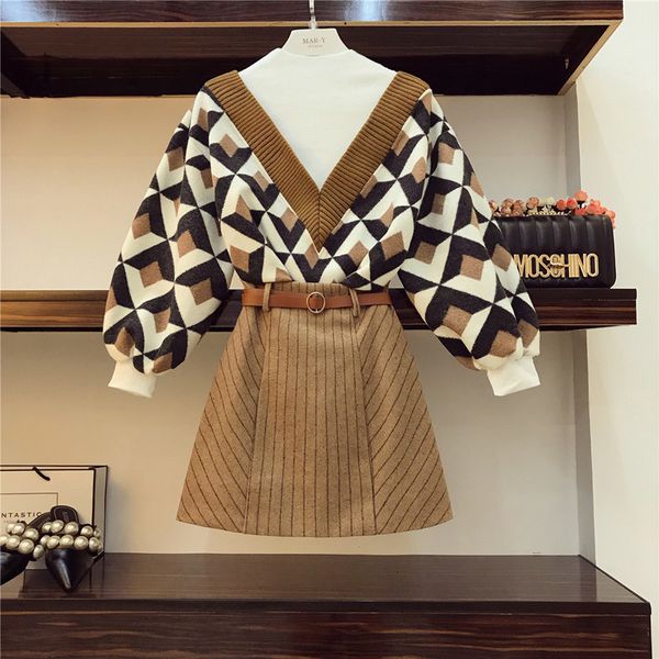 skirts women fashion v shaped geometry half turtleneck pullover sweater + high waist striped mini skirt autumn sashes 2-pieces set, Black
skirts women fashion v shaped geometry half turtleneck pullover sweater + high waist striped mini skirt autumn sashes 2-pieces set, Black