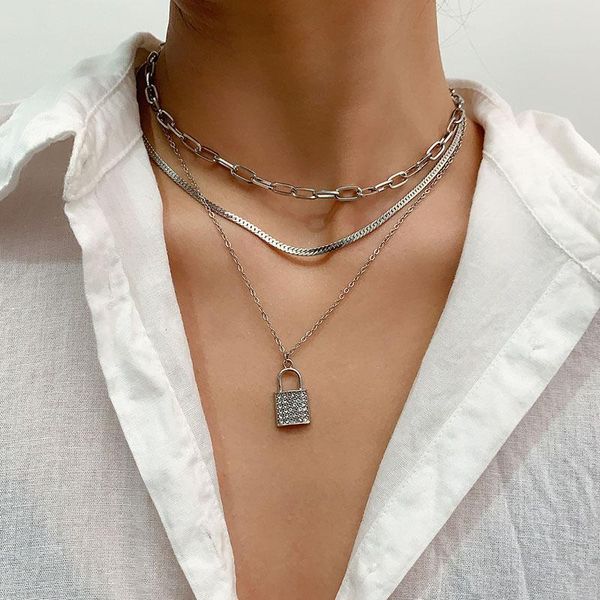 vintage multilayer rhinestone lock pendant necklace women punk thick chains geometric clavicle necklaces pendants jewelry kolye, Silver
vintage multilayer rhinestone lock pendant necklace women punk thick chains geometric clavicle necklaces pendants jewelry kolye, Silver
