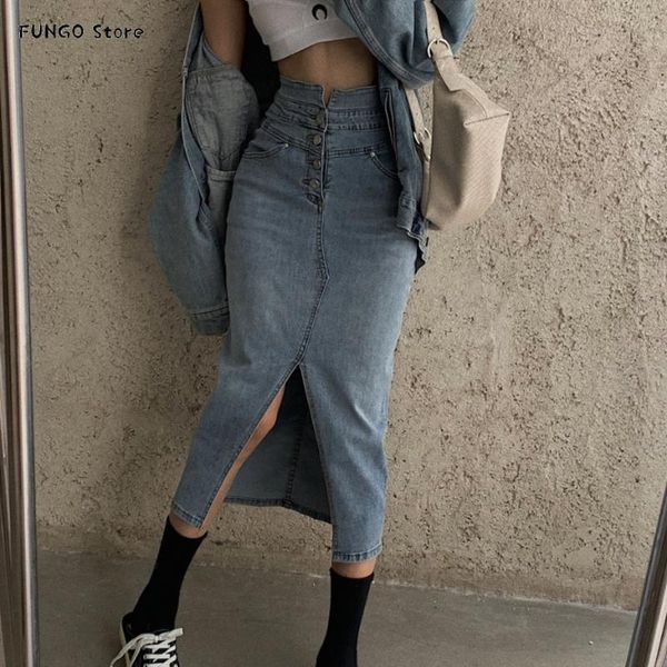 vintage slim skirts women autumn stretch front slit mid-length denim skirt female high waist chic streetwear saia, Black
vintage slim skirts women autumn stretch front slit mid-length denim skirt female high waist chic streetwear saia, Black