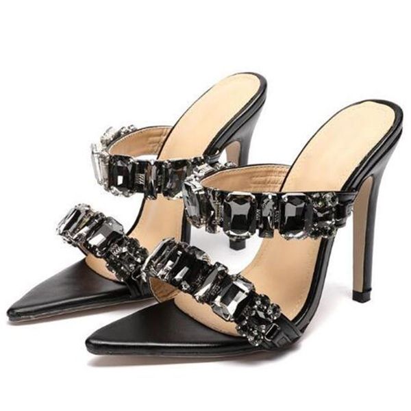 sandals women pu slip on 11cm thin heels high pointed toe rhinestones shallow shoes sandalias mujer 2021 size 35-42, Black
sandals women pu slip on 11cm thin heels high pointed toe rhinestones shallow shoes sandalias mujer 2021 size 35-42, Black