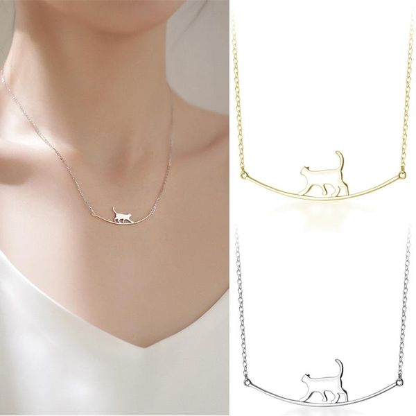 chokers fashion walking cat pendant necklace animal clavicle chain necklaces for women gilrs kitten curved party jewelry female gift, Golden;silver
chokers fashion walking cat pendant necklace animal clavicle chain necklaces for women gilrs kitten curved party jewelry female gift, Golden;silver
