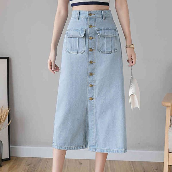 casual dresses single-breasted slit high waist denim skirt women mid-calf a-line solid blue spring korean fashion skirts pockets, Black;gray
casual dresses single-breasted slit high waist denim skirt women mid-calf a-line solid blue spring korean fashion skirts pockets, Black;gray