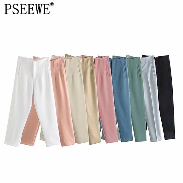 women's pants white high waist trousers for female fashion black elegant office suits beige loose 210519, Black;white
women's pants white high waist trousers for female fashion black elegant office suits beige loose 210519, Black;white