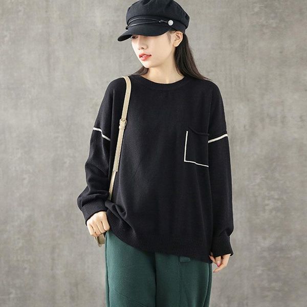 johnature 2021 korean loose leisure solid color o-neck pockets pullover sweater spring long sleeve all-match women women's sweaters, White;black
johnature 2021 korean loose leisure solid color o-neck pockets pullover sweater spring long sleeve all-match women women's sweaters, White;black