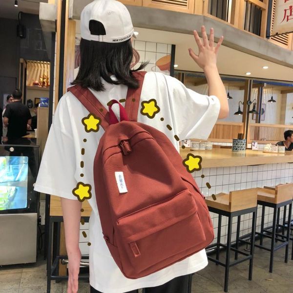 backpack women's style solid color canvas japanese and korean simple campus students book
backpack women's style solid color canvas japanese and korean simple campus students book