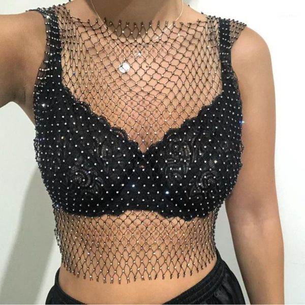 women fashion rhinestone fishnet design round neck sleeveless blouse women's blouses & shirts, White
women fashion rhinestone fishnet design round neck sleeveless blouse women's blouses & shirts, White