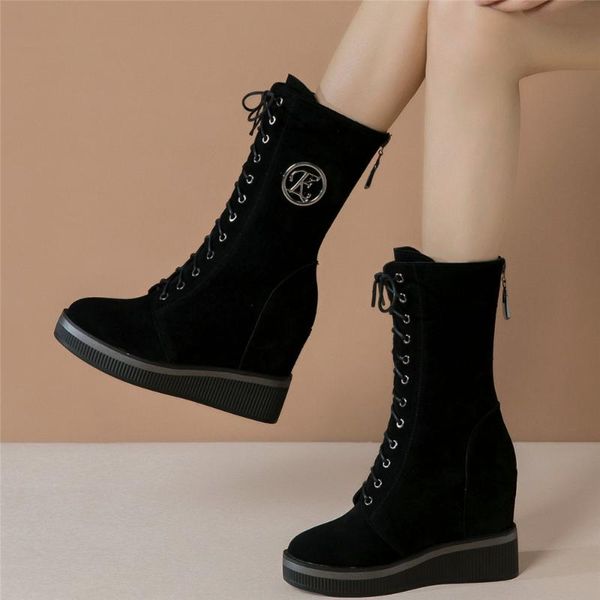 women lace up black genuine leather wedges high heel motorcycle boots female round toe fashion sneakers casual shoes
women lace up black genuine leather wedges high heel motorcycle boots female round toe fashion sneakers casual shoes