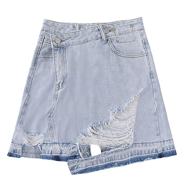 skirts irregular denim short for women in summer high waists show slim a-line light color with holes them, Black
skirts irregular denim short for women in summer high waists show slim a-line light color with holes them, Black