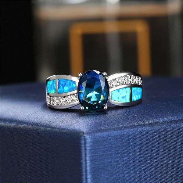wedding rings boho female blue white fire opal ring luxury silver color oval promise love engagement for women, Slivery;golden
wedding rings boho female blue white fire opal ring luxury silver color oval promise love engagement for women, Slivery;golden