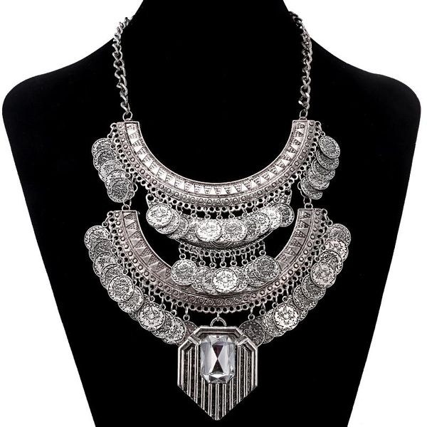 pendant necklaces lovbeafas fashion statement maxi necklace collares choker collier vintage big gem inlaid coin multi layer, Silver
pendant necklaces lovbeafas fashion statement maxi necklace collares choker collier vintage big gem inlaid coin multi layer, Silver