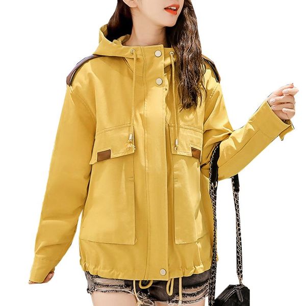 women's jackets hooded ladies big pockets loose coat yellow green khaki spring oversized windbreaker jacket chic casual women clothes, Black;brown
women's jackets hooded ladies big pockets loose coat yellow green khaki spring oversized windbreaker jacket chic casual women clothes, Black;brown