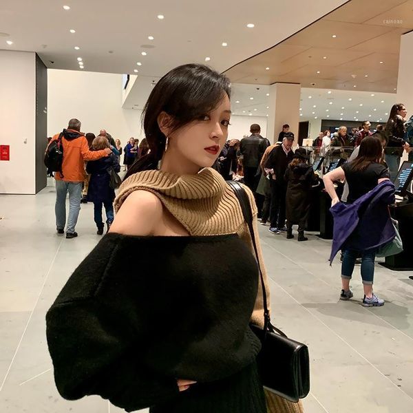 women sweater autumn 2021 off shoulder irregular sweaters cloak poncho pullover long shirt blouse women's, White;black
women sweater autumn 2021 off shoulder irregular sweaters cloak poncho pullover long shirt blouse women's, White;black
