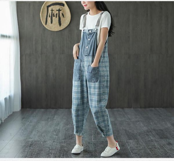 women's jumpsuits & rompers summer women retro loose spliced casual 2021 ladies plaid pocket all-match denim, Black;white
women's jumpsuits & rompers summer women retro loose spliced casual 2021 ladies plaid pocket all-match denim, Black;white
