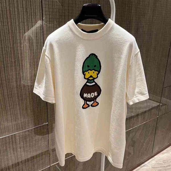 women's t-shirt chao brand spring summer knitted short sleeve t-shirt donkey family cartoon duck round neck loose men's women', White
women's t-shirt chao brand spring summer knitted short sleeve t-shirt donkey family cartoon duck round neck loose men's women', White