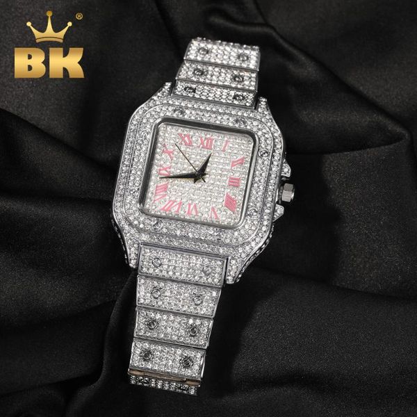 wristwatches the bling king iced out men watch square diamond pink blue numbers quartz luxury wrist watches roman clock relogio masculino, Slivery;brown
wristwatches the bling king iced out men watch square diamond pink blue numbers quartz luxury wrist watches roman clock relogio masculino, Slivery;brown