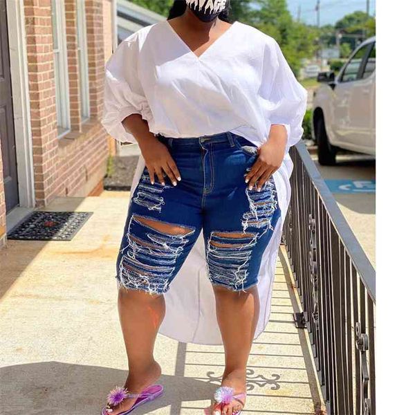 large women jeans pants half length hollow out high waist knee fashion street wear summer clothing 210510, Black;white
large women jeans pants half length hollow out high waist knee fashion street wear summer clothing 210510, Black;white