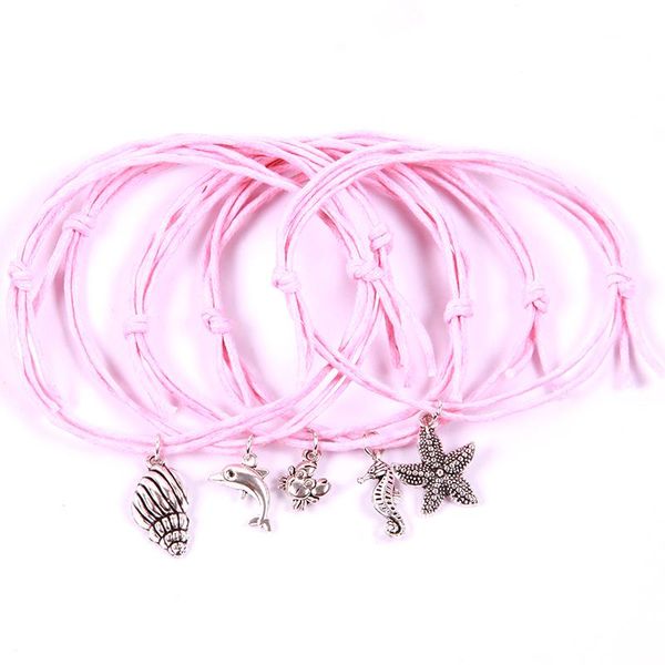 charm bracelets (12pc/lot) mixed braided rope bangles conch crab starfish dolphin hippocampi pendant bracelet colorful, Golden;silver
charm bracelets (12pc/lot) mixed braided rope bangles conch crab starfish dolphin hippocampi pendant bracelet colorful, Golden;silver