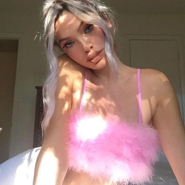 women's tanks & camis woman summer fur lady girls sleeveless tube crop women bandeau streetwear, White
women's tanks & camis woman summer fur lady girls sleeveless tube crop women bandeau streetwear, White