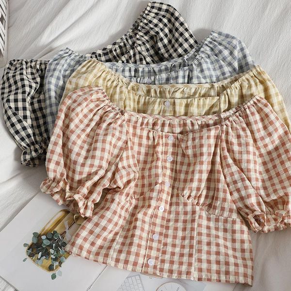 women's blouses & shirts glodtaos summer off shoulder crop mujer elegant puff sleeve vintage plaid blouse women harajuk black shirt fe, White
women's blouses & shirts glodtaos summer off shoulder crop mujer elegant puff sleeve vintage plaid blouse women harajuk black shirt fe, White