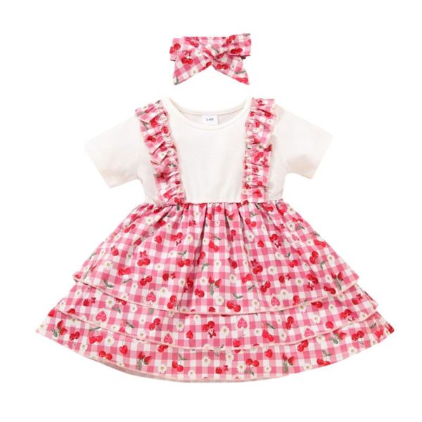 girl's dresses summer baby girl dress cherry stitching pink cute cotton casual wear clothes with headband, Red;yellow
girl's dresses summer baby girl dress cherry stitching pink cute cotton casual wear clothes with headband, Red;yellow
