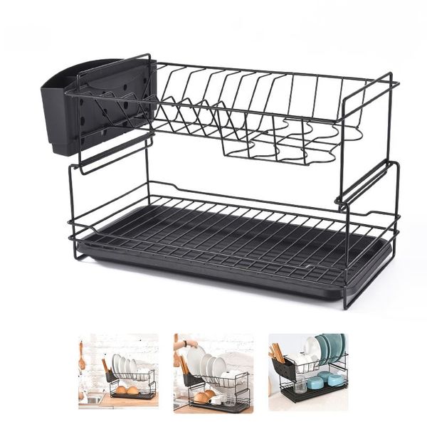 hooks & rails double-layer iron tableware storage dish rack with drainboard multifunctional kitchen racks drain for home
hooks & rails double-layer iron tableware storage dish rack with drainboard multifunctional kitchen racks drain for home